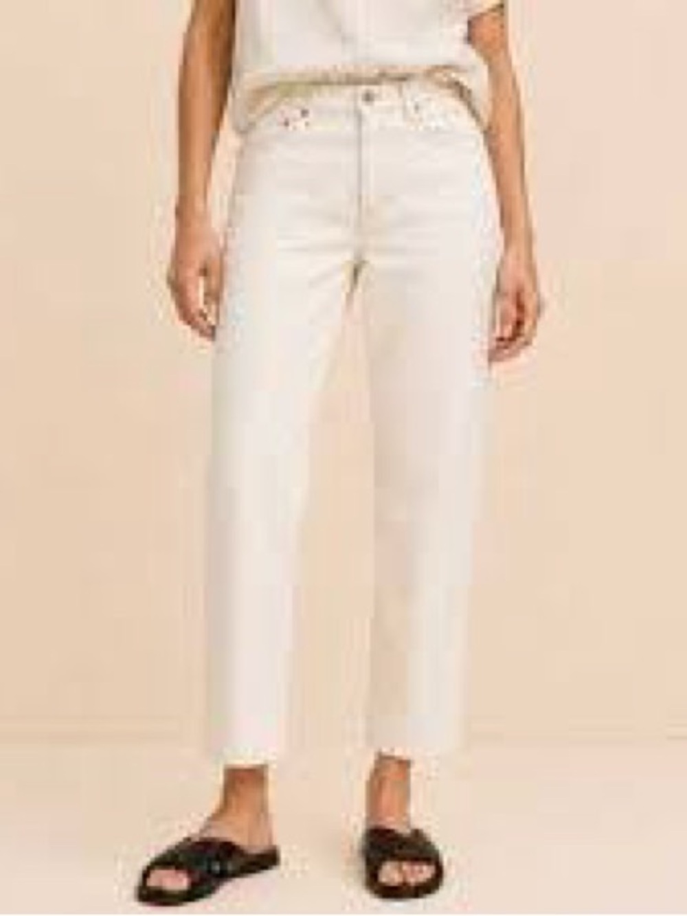 AYR The Knockout Cream Off White Barrel Leg Crop Jeans NWOT
